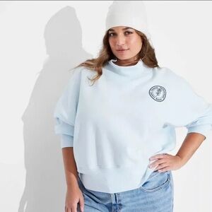 Wild Fable Aqua Frost Cropped Turtleneck Sweatshirt – Geneva Switzerland graphic